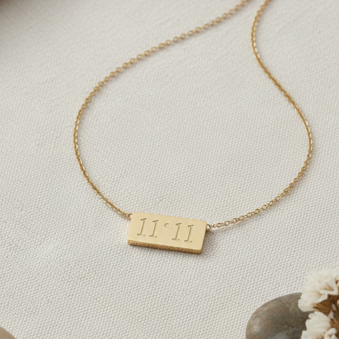 11:11 Gold Bar Necklace – Minimal & Meaningful