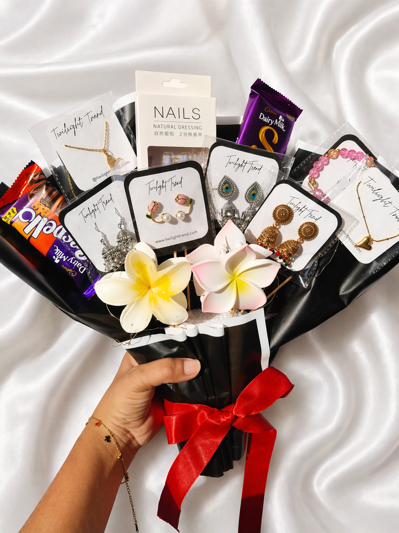 Premium Jewelry & Chocolate Gift Bouquet for Her 💝”