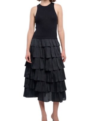 Current Air- Halter Sweater Dress with Contrast Tiered Skirt