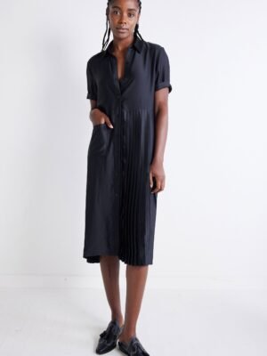 One-Sided Pleated Slinky Dress